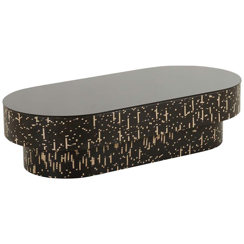 Image 3 Faye 46 1/4 inch Wide Oval Black Coffee Table