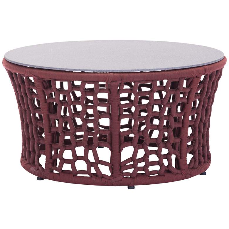 Image 1 Faye Bay Beach Granite Top Cranberry Outdoor Coffee Table