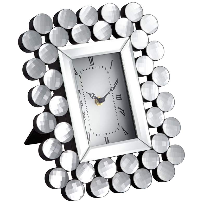 Image 2 Faywood 11" High Silver Mirrored Tabletop Clock