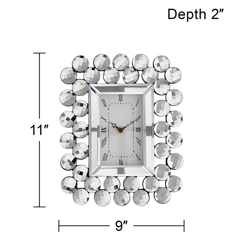 Image 5 Faywood 11 inch High Silver Mirrored Tabletop Clock more views