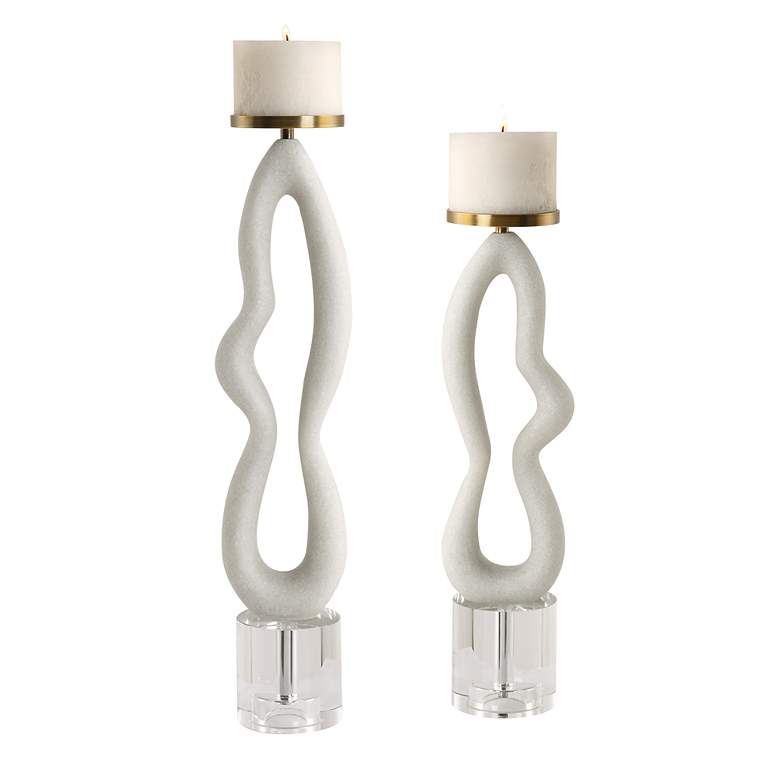 Image 2 Feamelo Set of 2 Man Made Stone Candleholders