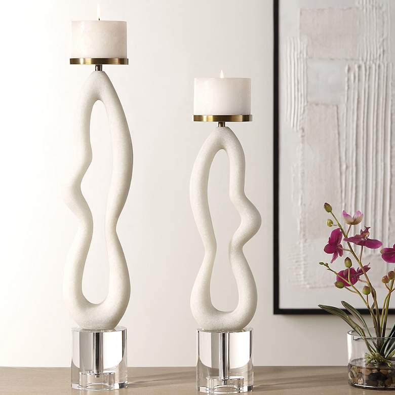 Image 1 Feamelo Set of 2 Man Made Stone Candleholders