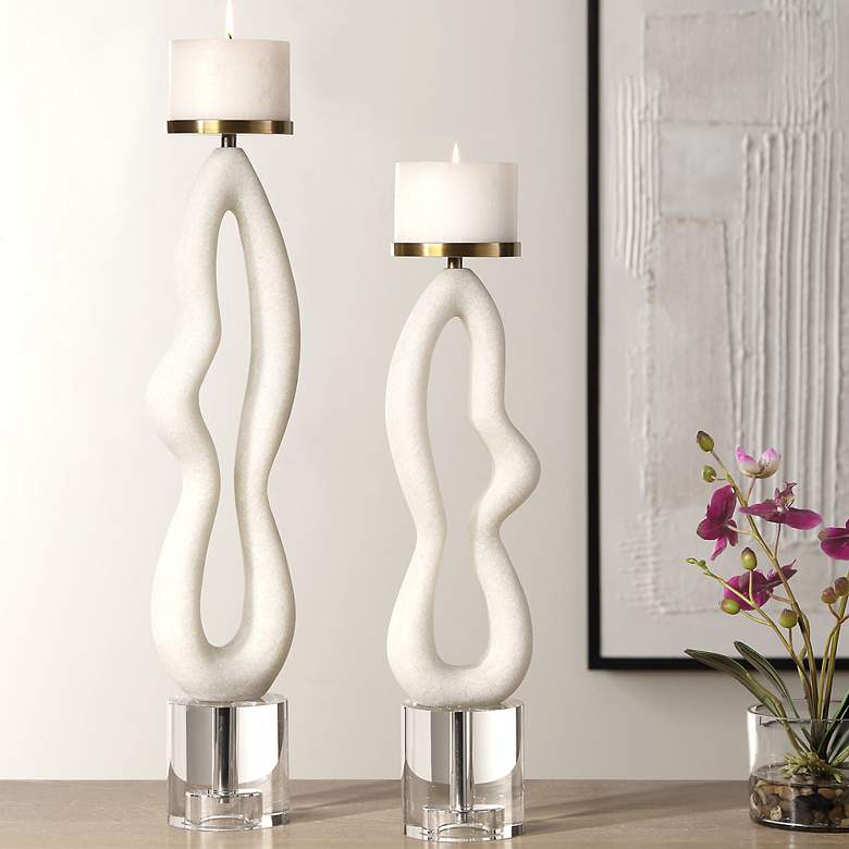 Image 3 Feamelo Set of 2 Man Made Stone Candleholders more views