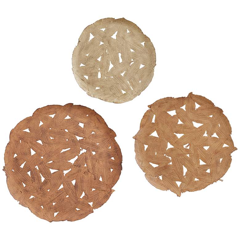 Image 2 Feather 22 3/4 inch Round Spice Rosalie 3-Piece Wall Art Set