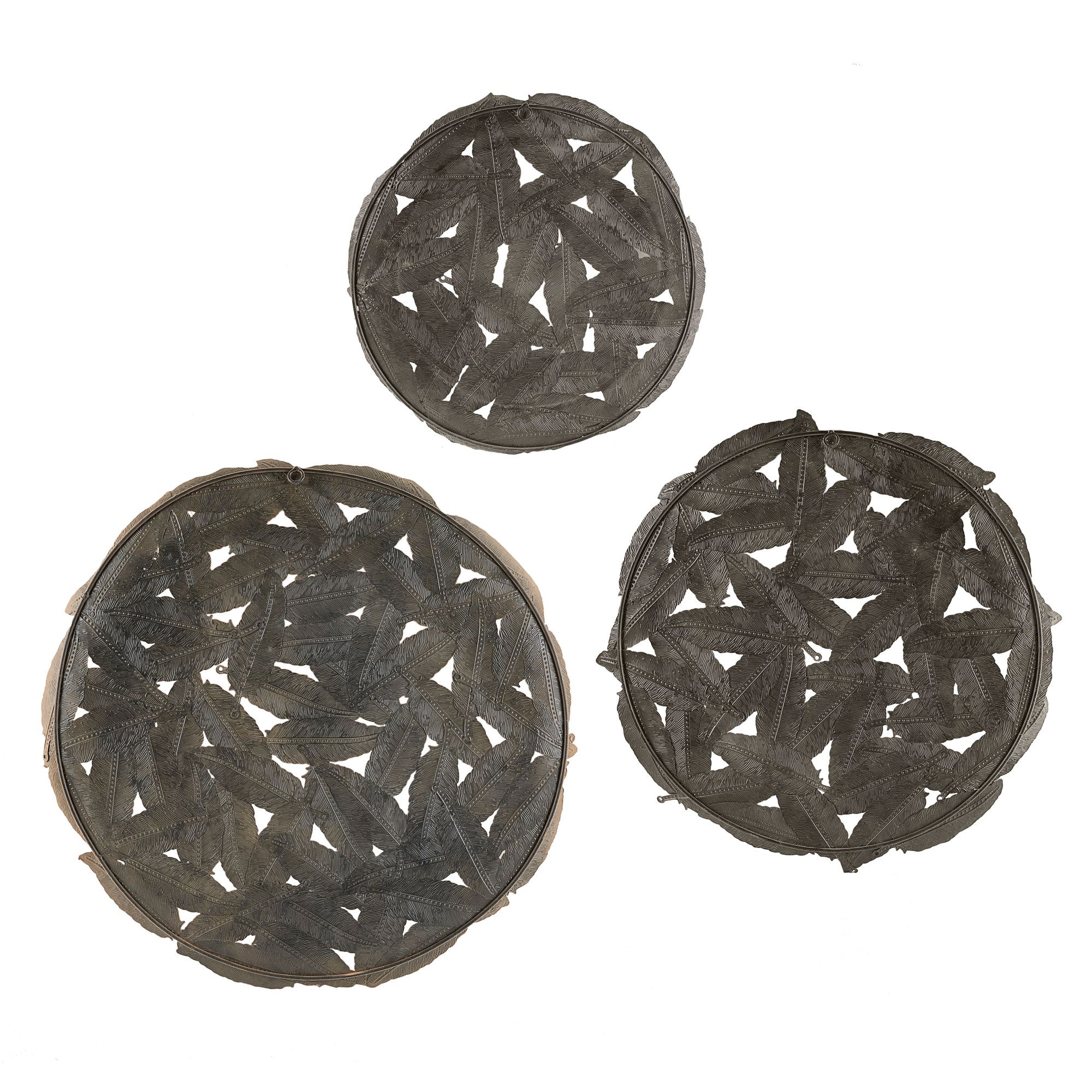 Feather 22 3/4" Round Spice Rosalie 3-Piece Wall Art Set