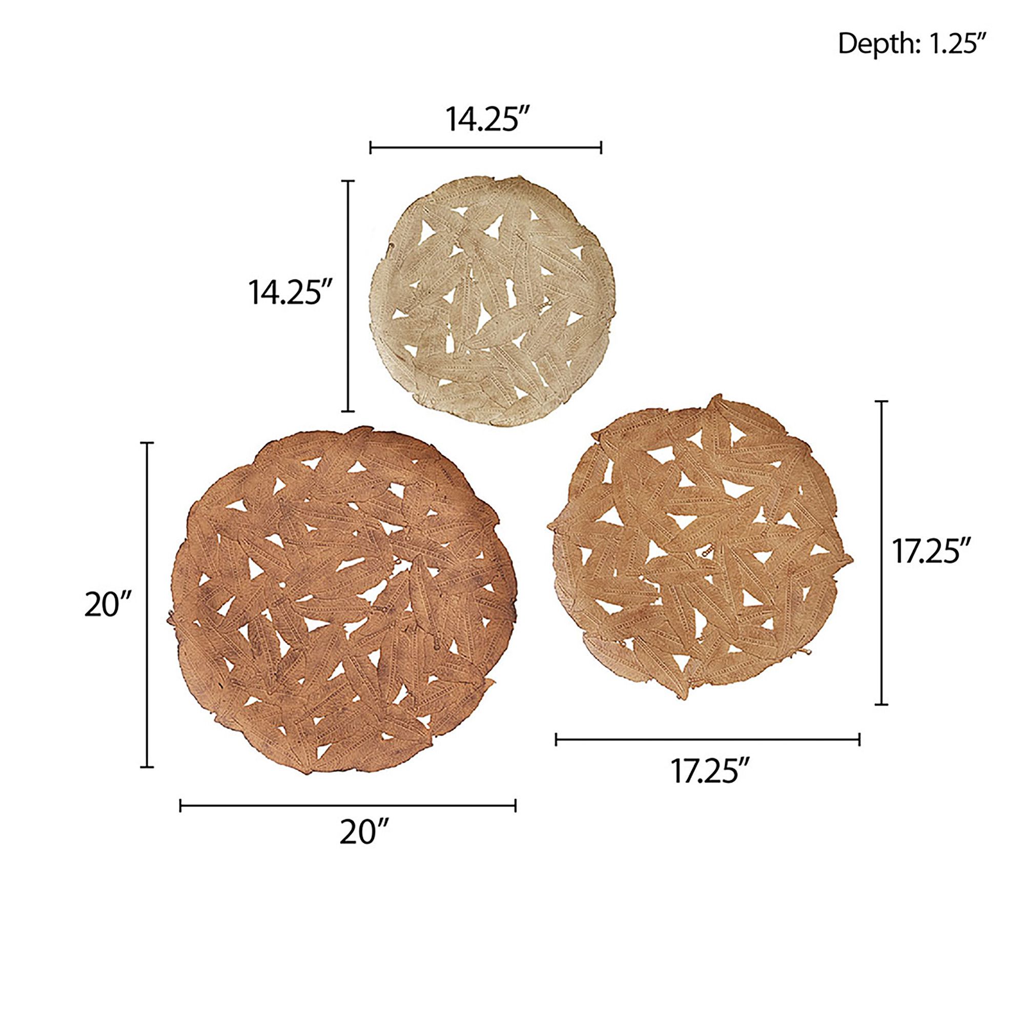 Feather 22 3/4" Round Spice Rosalie 3-Piece Wall Art Set