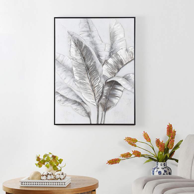 Image 6 Feather Fire 35.4"W x 47.2"H Textured Framed Canvas Wall Art more views