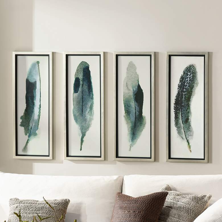 Image 2 Feathered Beauty 4-Piece 38 1/4 inch High Framed Wall Art Set