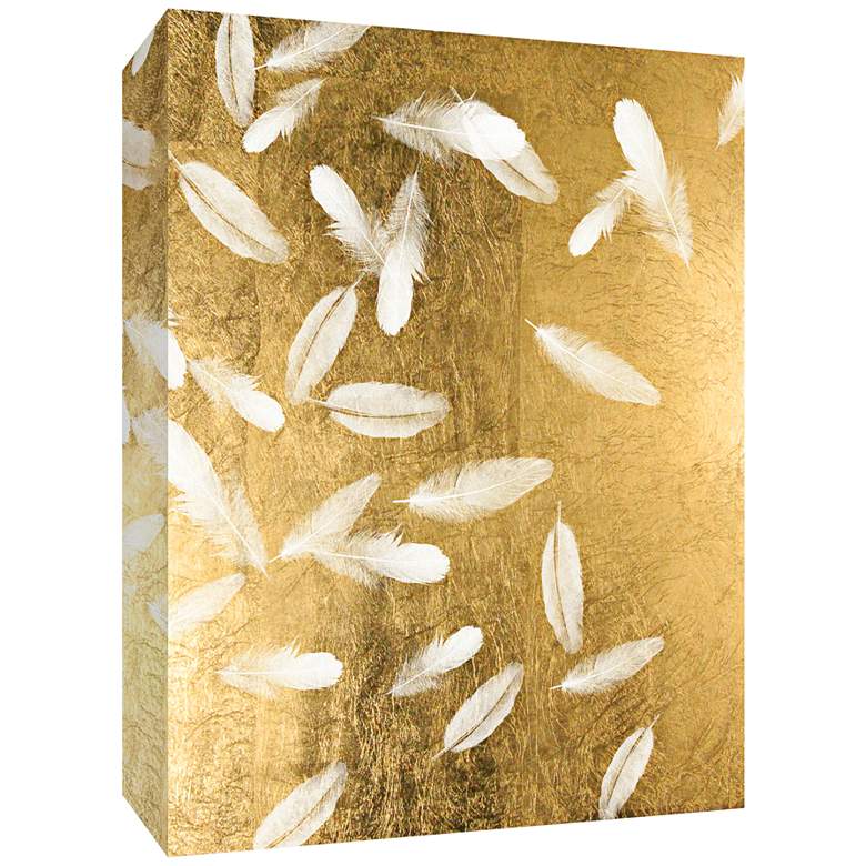 Image 1 Feathers in Gold 20 inch High Canvas Wall Art