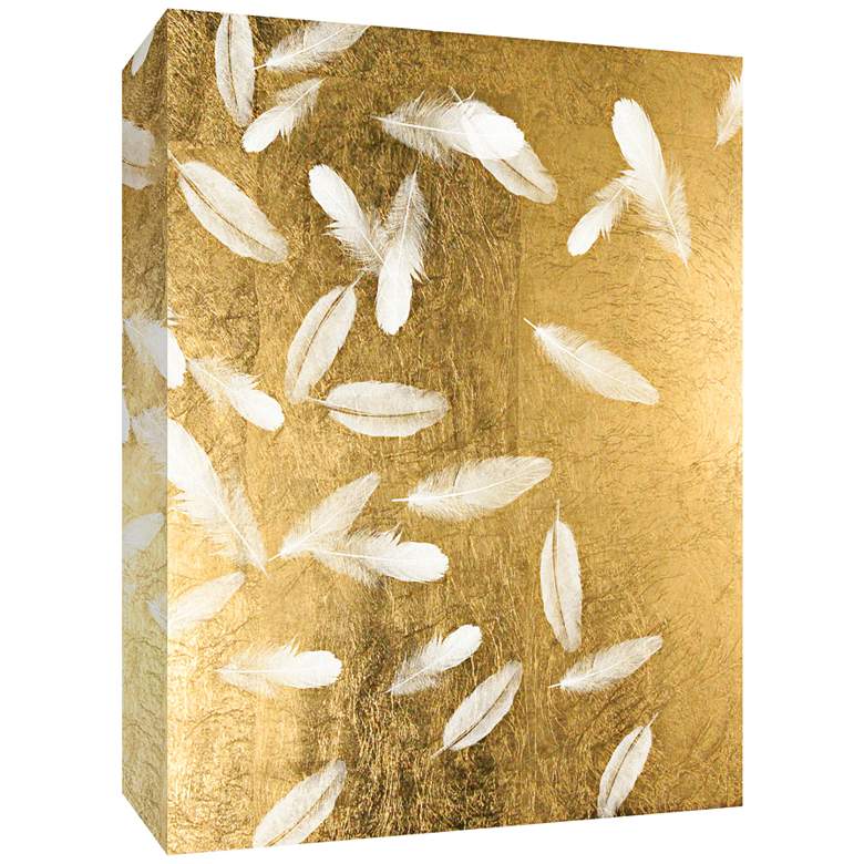 Image 1 Feathers in Gold 20" High Canvas Wall Art