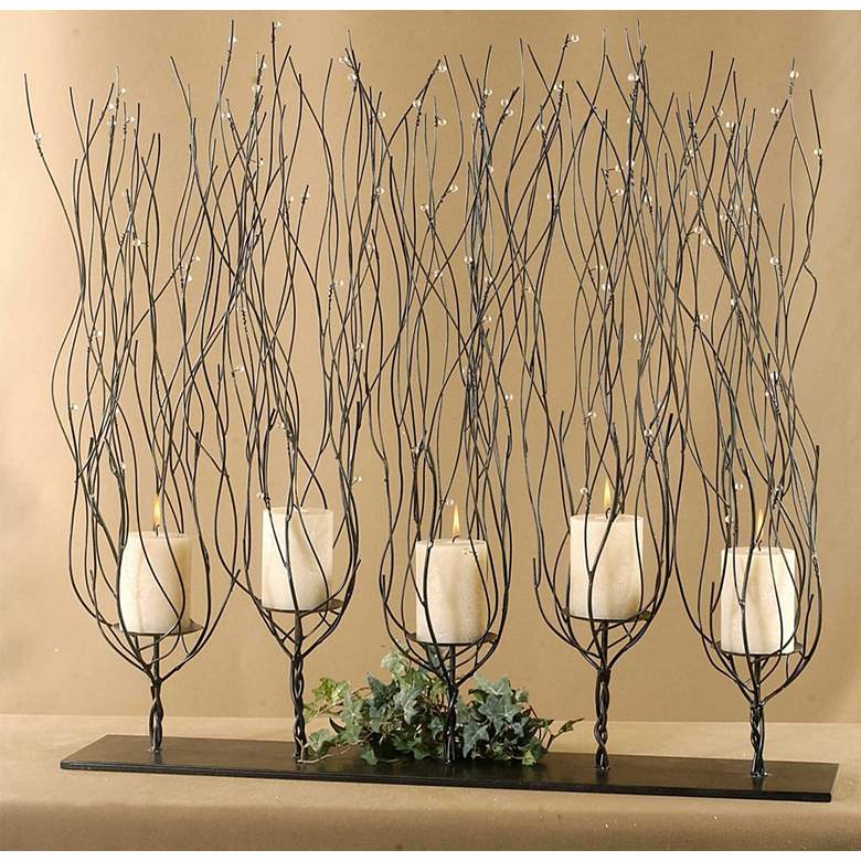 Image 1 Fedora 31" Wide 5 Candle Tree Branch Candle Holder