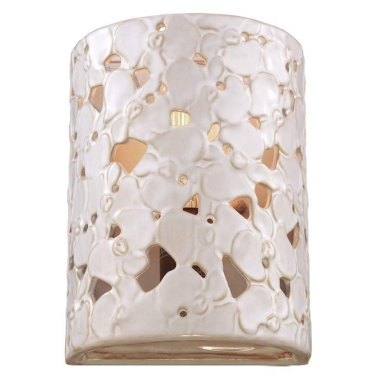 Image 1 Feiss Azalia 9 inch High White Taupe Ceramic Wall Sconce