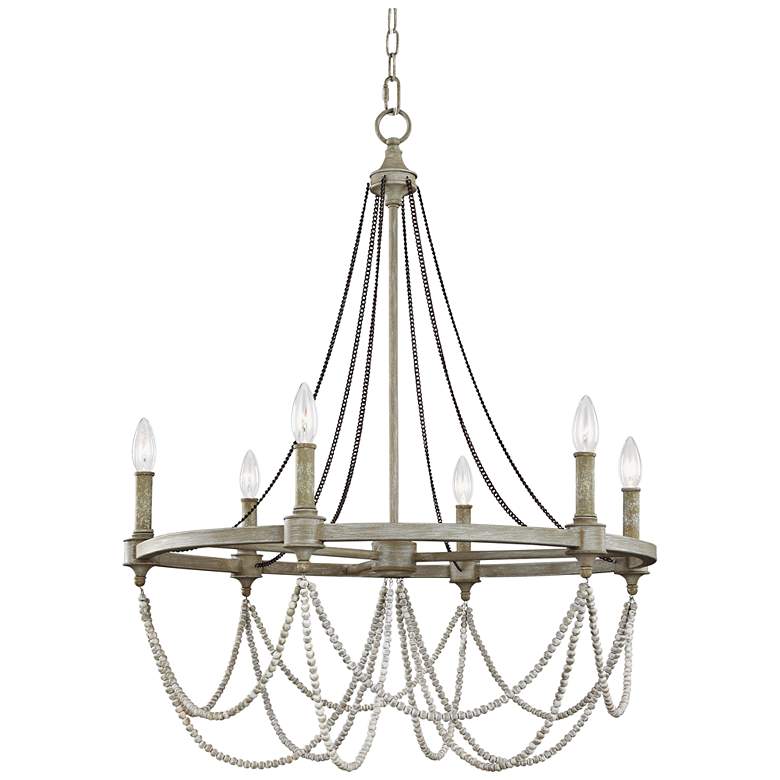Feiss Beverly 28&quot; Wide Washed Oak 6-Light Chandelier