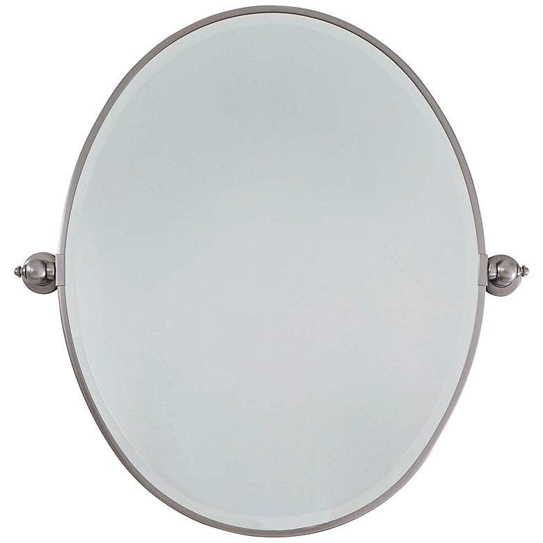 Feiss Brushed Nickel 25&quot; x 24 1/2&quot; Oval Wall Mirror