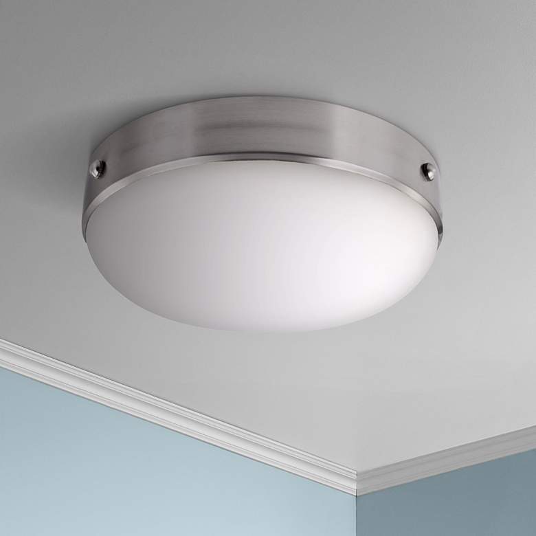 Image 1 Feiss Cadence 13 inch Wide Brushed Steel Ceiling Light