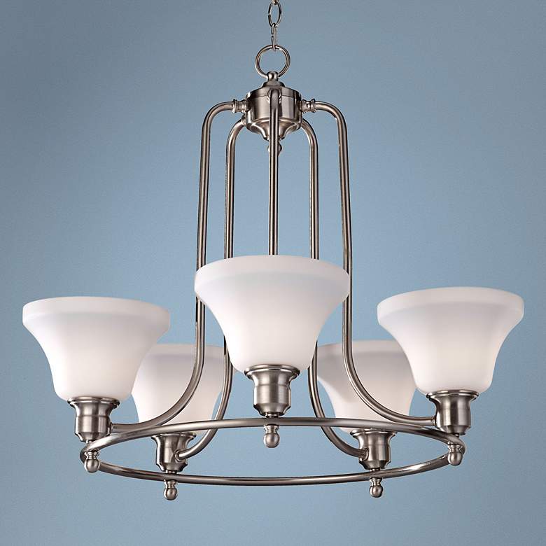 Image 1 Feiss Cumberland 26 inch Wide Brushed Steel Chandelier