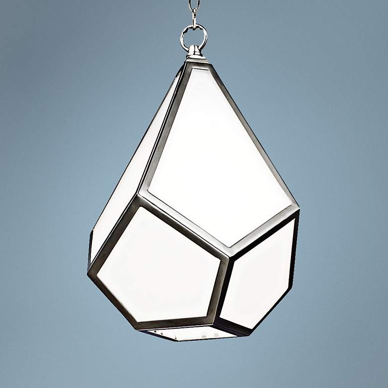 Image 1 Feiss Diamond Polished Nickel 9"W Opal Glass Mini Pendant