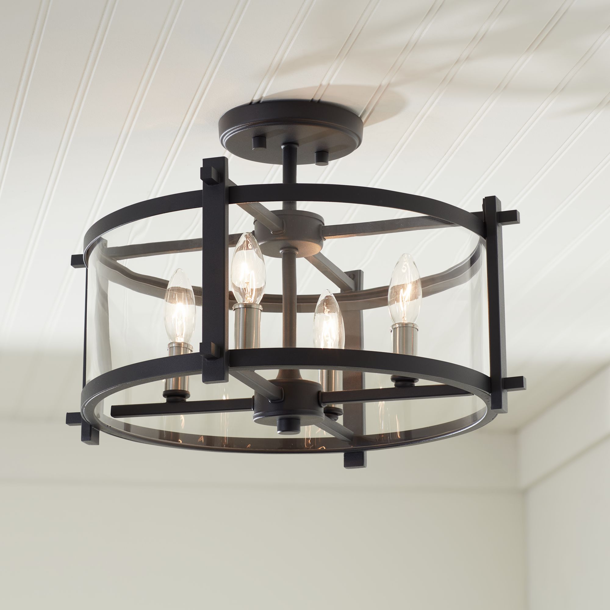 semi flush light black