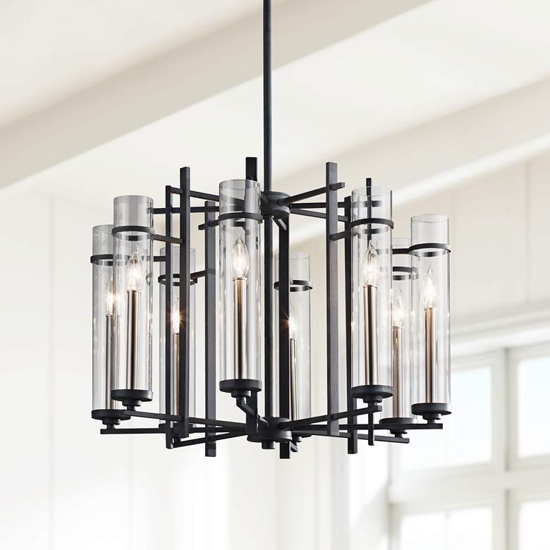 Image 1 Feiss Ethan 26 inchW Forged Iron 1-Tier 8-Light Chandelier