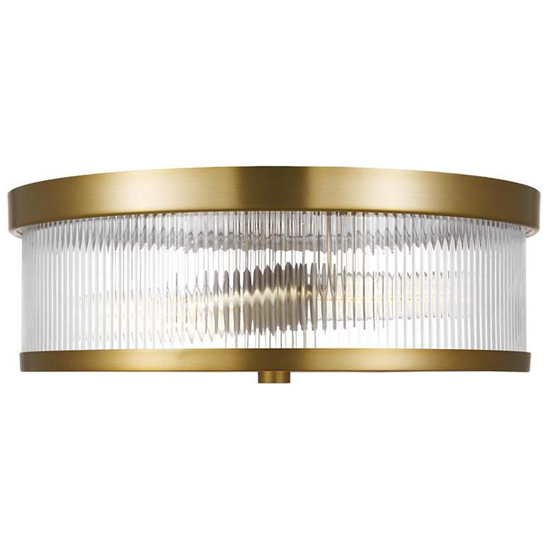 Image 1 Feiss Geneva 14" Wide Burnished Brass Drum Ceiling Light