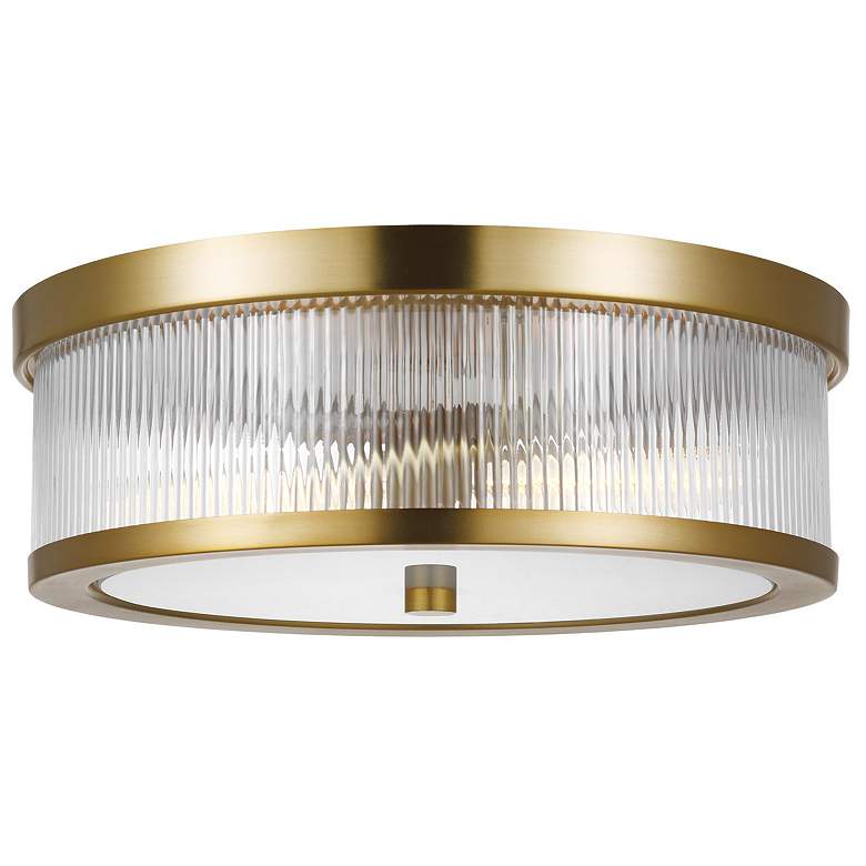 Image 2 Feiss Geneva 14" Wide Burnished Brass Drum Ceiling Light more views
