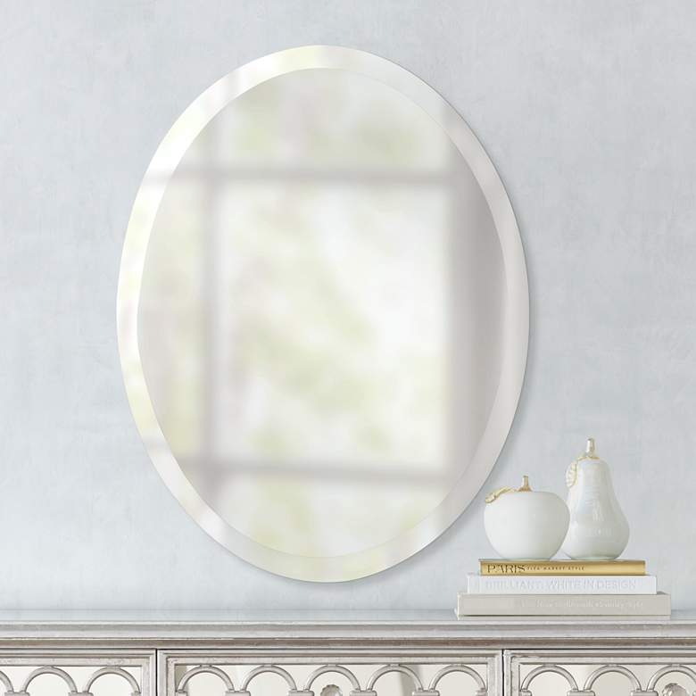 Image 1 Feiss Infinity 22 inch x 28 inch Oval Frameless Wall Mirror