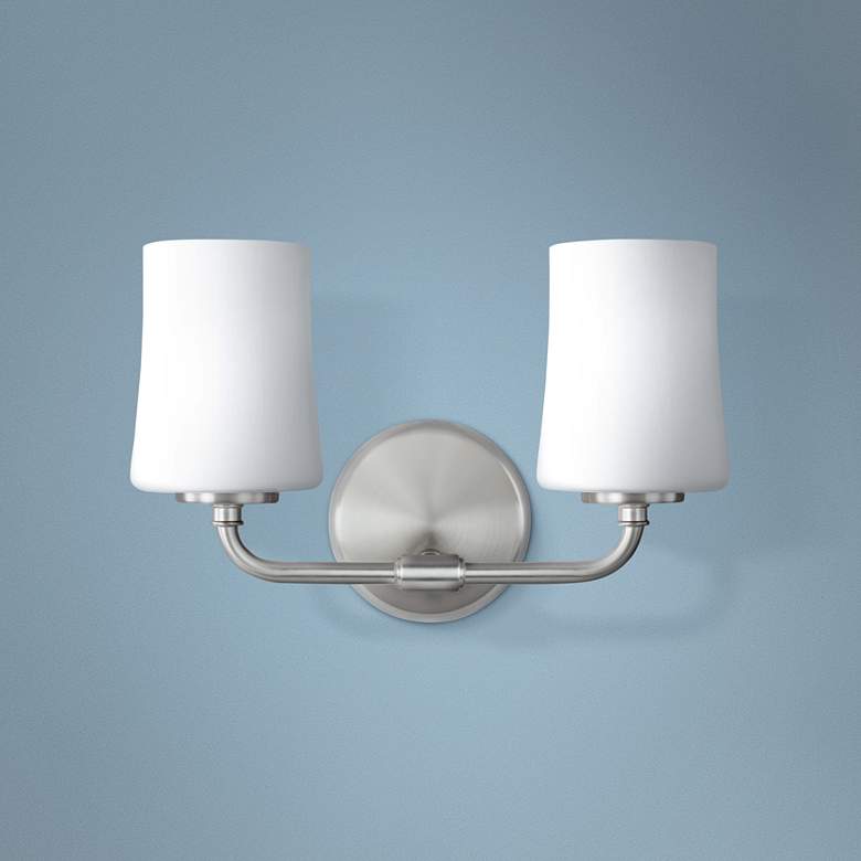 Image 1 Feiss Jennie 9" High 2-Light Satin Nickel Wall Sconce