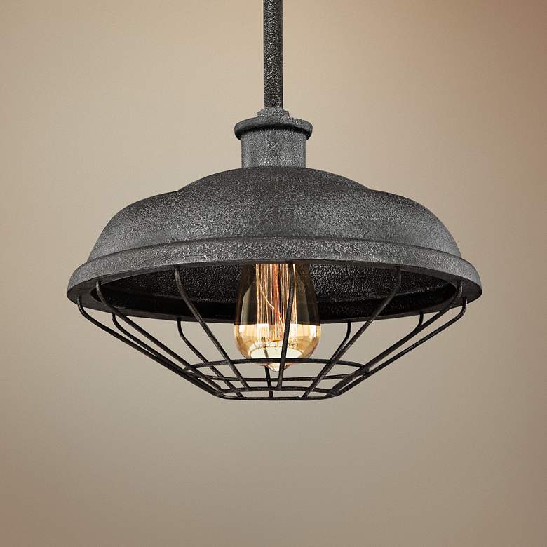 Feiss Lennex 12&quot;W Slated Gray Indoor-Outdoor Mini Pendant