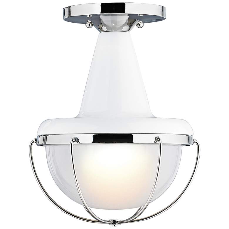 Image 1 Feiss Livingston White Outdoor 9 inch Wide Ceiling Light