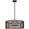 Feiss Locke 30"W Weathered Rusted Iron and Oak Pendant Light