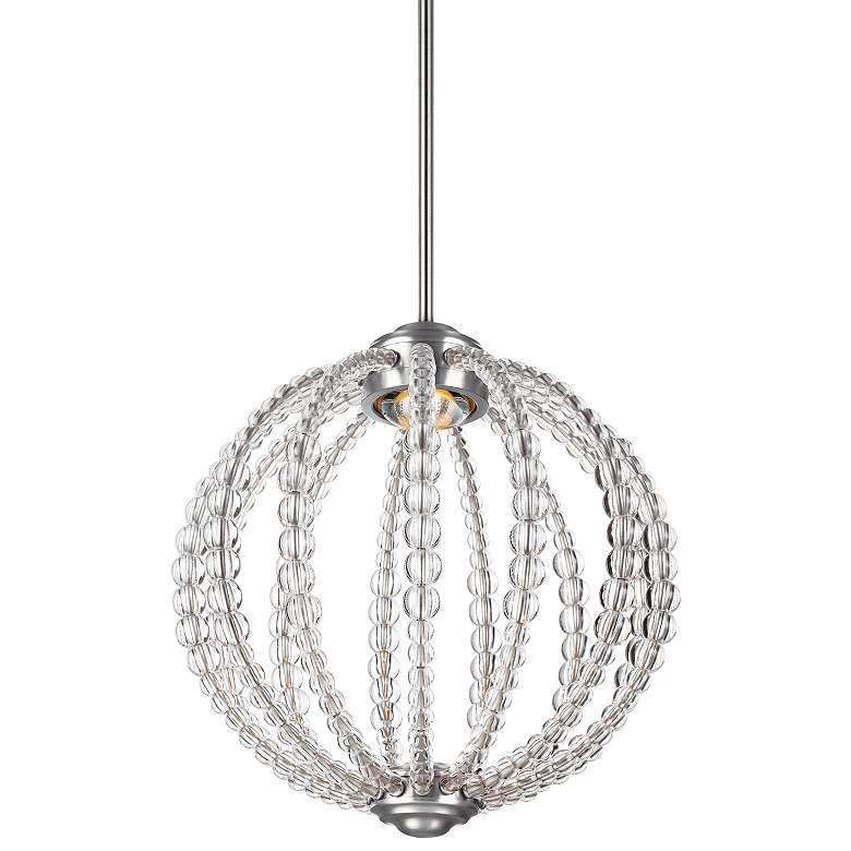 Image 1 Feiss Oberlin 14 inch Wide Satin Nickel LED Pendant Light