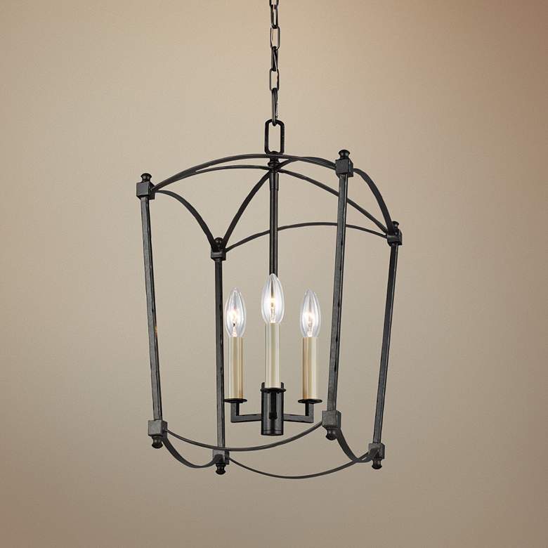 Feiss Thayer 12&quot; Wide 3-Light Smith Steel Mini Chandelier
