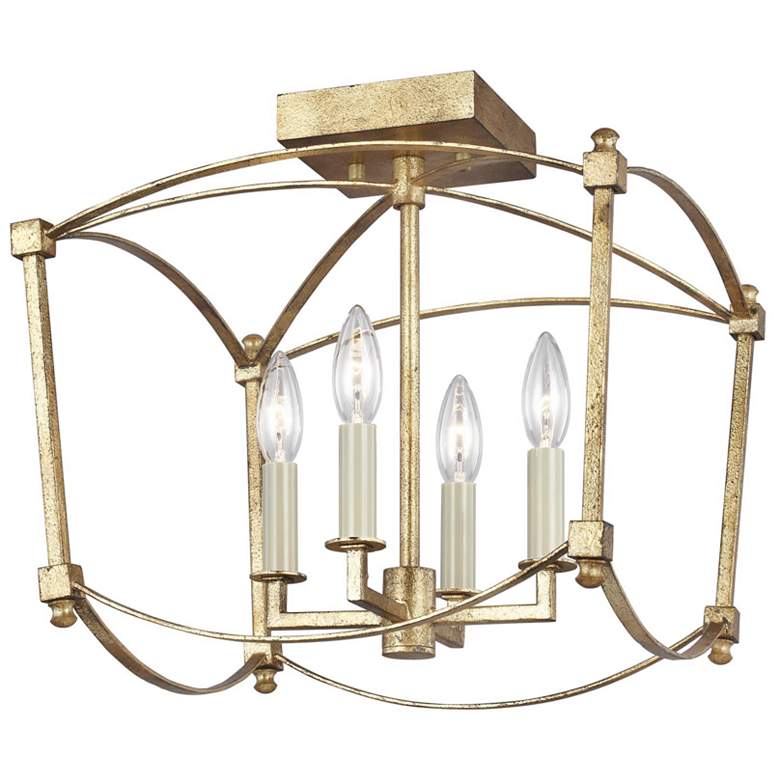 Image 1 Feiss Thayer 14 1/2" Wide Antique Gild 4-Light Ceiling Light