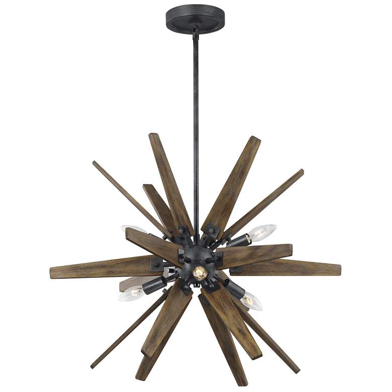 Image 1 Feiss Thorne 26" Wide Dark Zinc 6-Light Starburst Chandelier