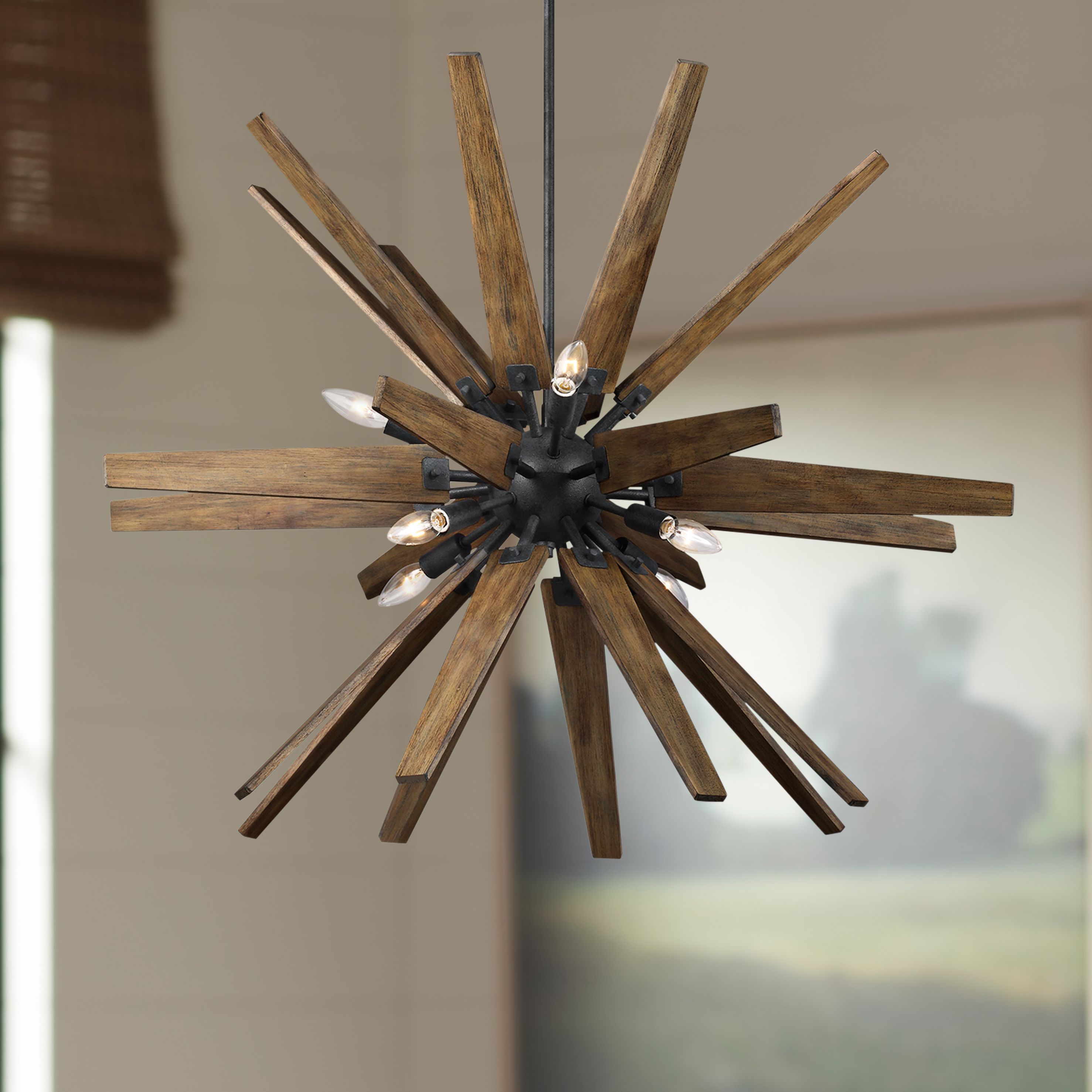 sputnik wood chandelier