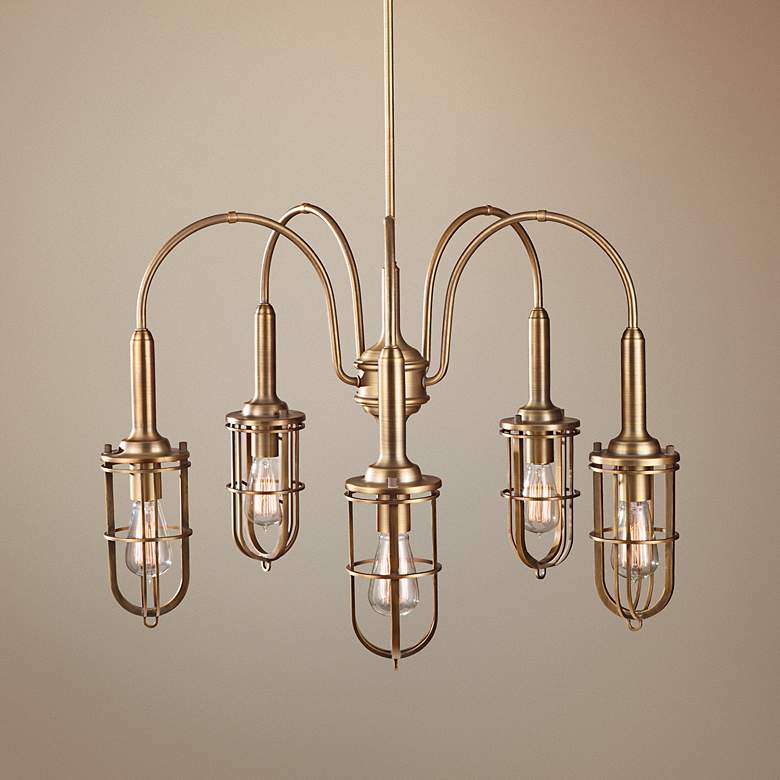 Image 1 Feiss Urban Renewal 28 1/4 inch Wide Antique Brass Chandelier