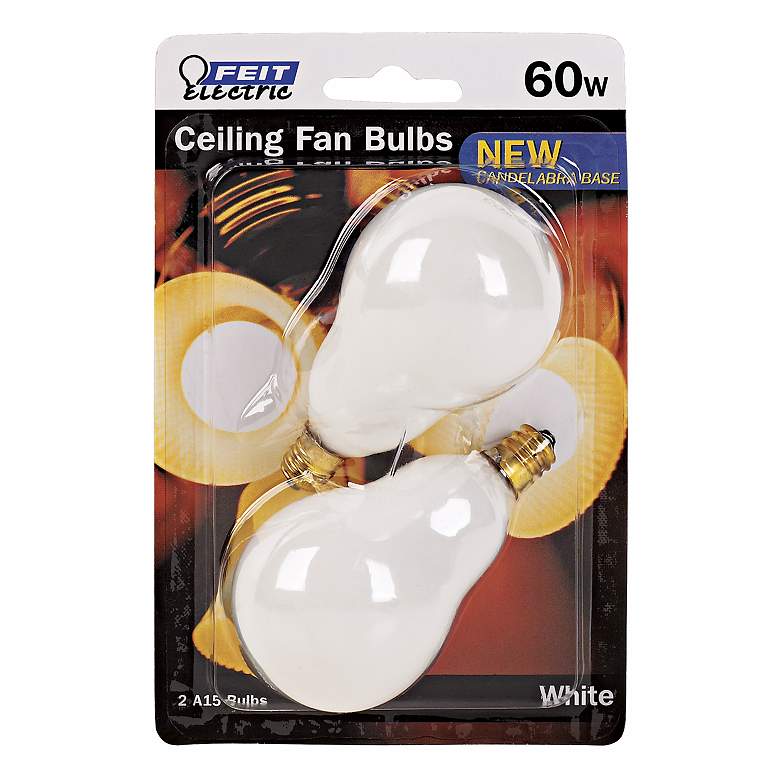 Image 1 Feit 2-Pack 60 Watt Candelabra Base Ceiling Fan Light Bulbs