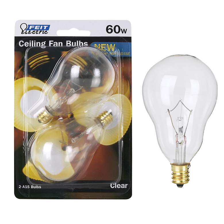 Image 1 Feit 60 Watt A15 2-Pack Clear Candelabra Bulb