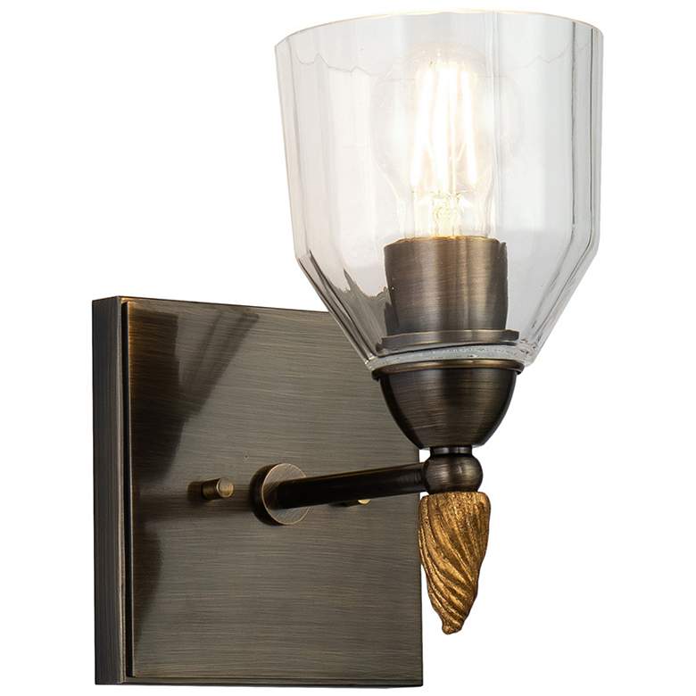 Image 1 Felice 1 Light Wall Sconce In Dark Bronze With Gold Accents