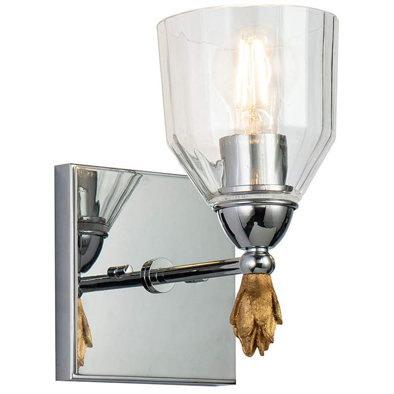 Image 1 Felice 1 Light Wall Sconce In Polished Chrome With Gold Accents