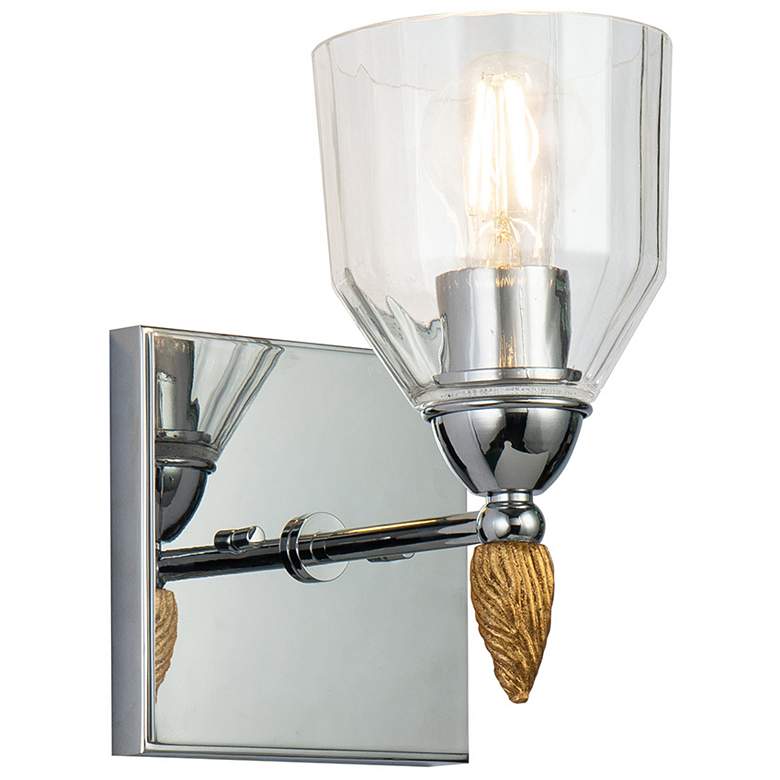 Image 1 Felice 1 Light Wall Sconce In Polished Chrome With Gold Accents