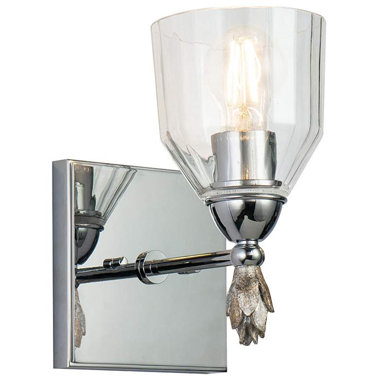 Image 1 Felice 1 Light Wall Sconce In Polished Chrome With Silver Accents