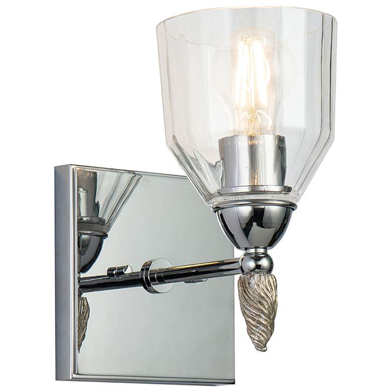 Image 1 Felice 1 Light Wall Sconce In Polished Chrome With Silver Accents