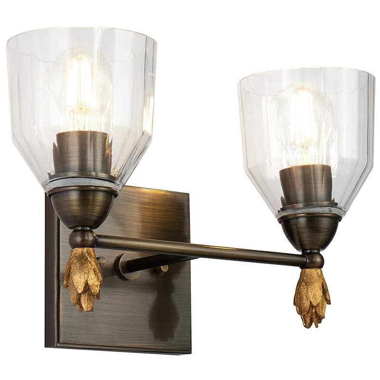 Image 1 Felice 2 Light Vanity Light In Dark Bronze With Gold Accents