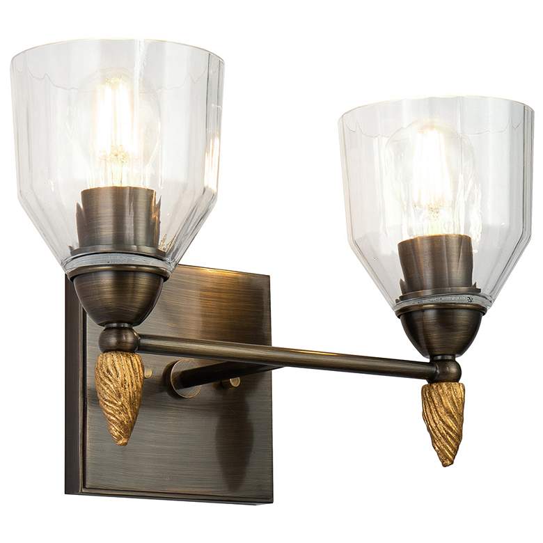 Image 1 Felice 2 Light Vanity Light In Dark Bronze With Gold Accents