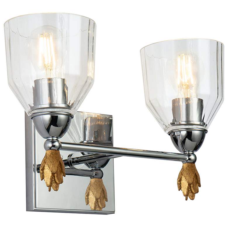 Image 1 Felice 2 Light Vanity Light In Polished Chrome With Gold Accents