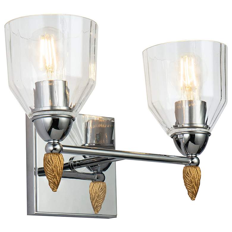 Image 1 Felice 2 Light Vanity Light In Polished Chrome With Gold Accents