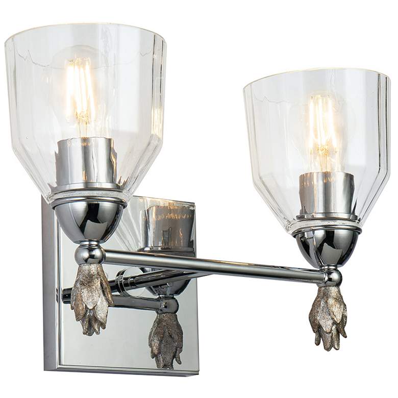 Image 1 Felice 2 Light Vanity Light In Polished Chrome With Silver Accents