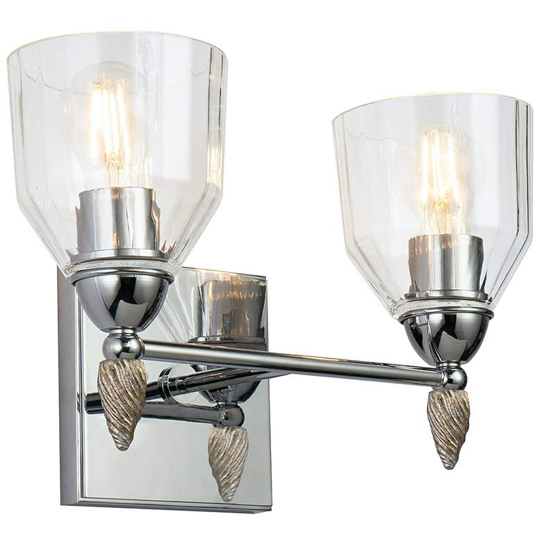 Image 1 Felice 2 Light Vanity Light In Polished Chrome With Silver Accents