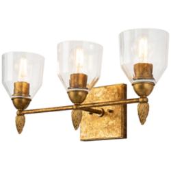 Felice 21 1/2" Wide Antique Gold Leaf 3-Light Bath Light